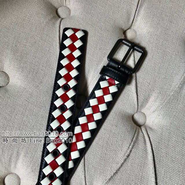 BV新品男士皮帶 寶緹嘉純手工羊皮拼色編織腰帶  jjp1524